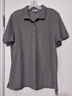 Port Authority Ladies Gray Polo Top Size Large Polyester and Cotton